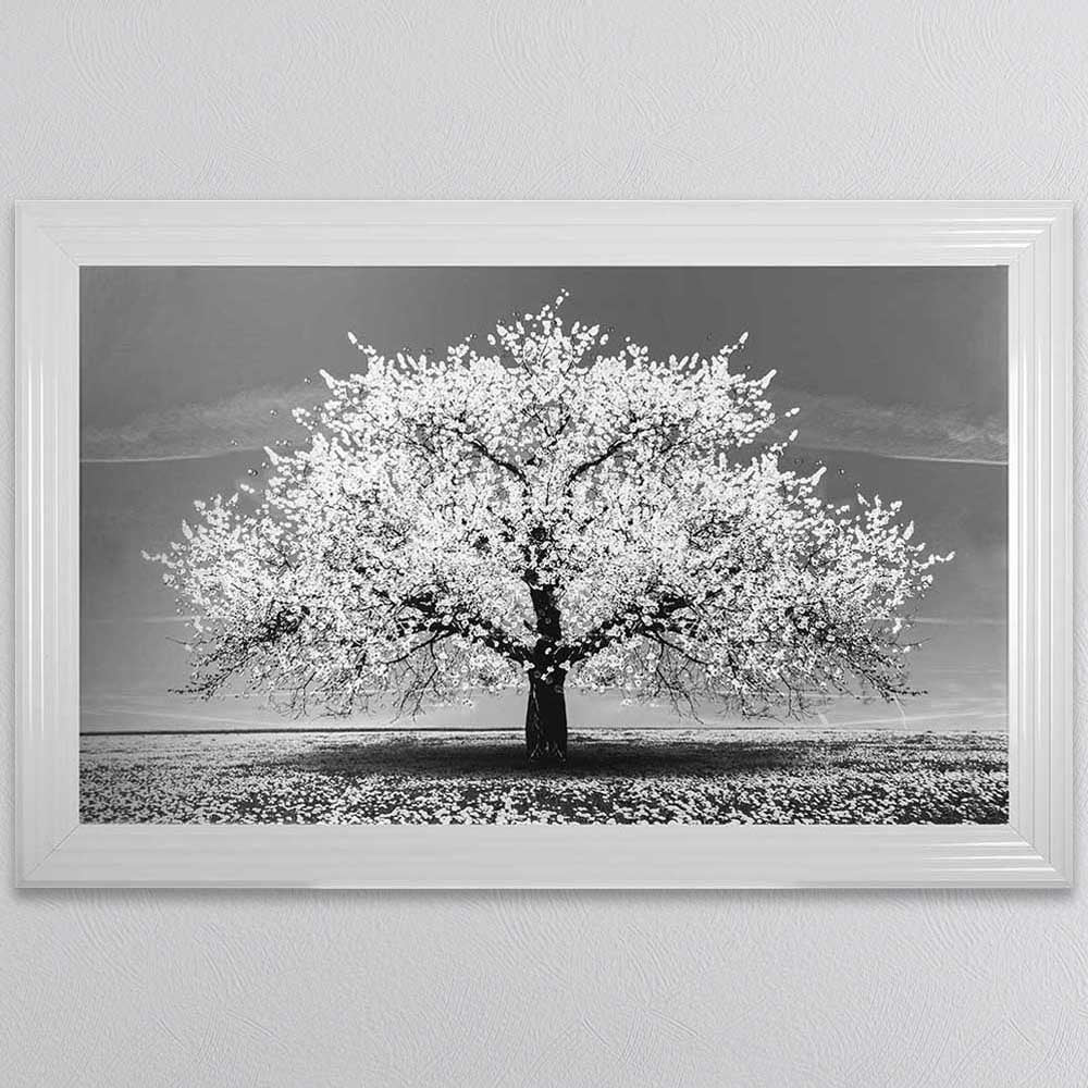 White Cherry Tree Framed Wall Art 114x74cm