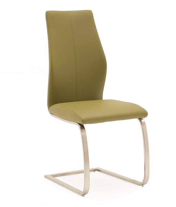 Issy Faux Leather Dining Chair in Olive