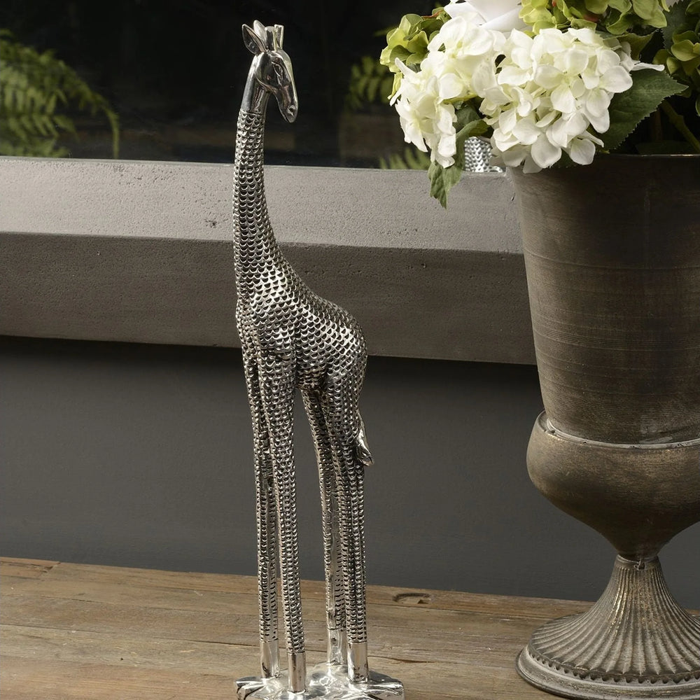 Silver Giraffe Sculpture Large