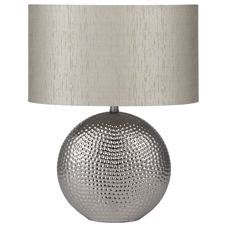 Chrome Hammered Ceramic Lamp Complete