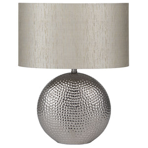 Chrome Hammered Ceramic Lamp Complete