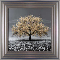Champagne Cherry Tree Framed Wall Art 55x55cm