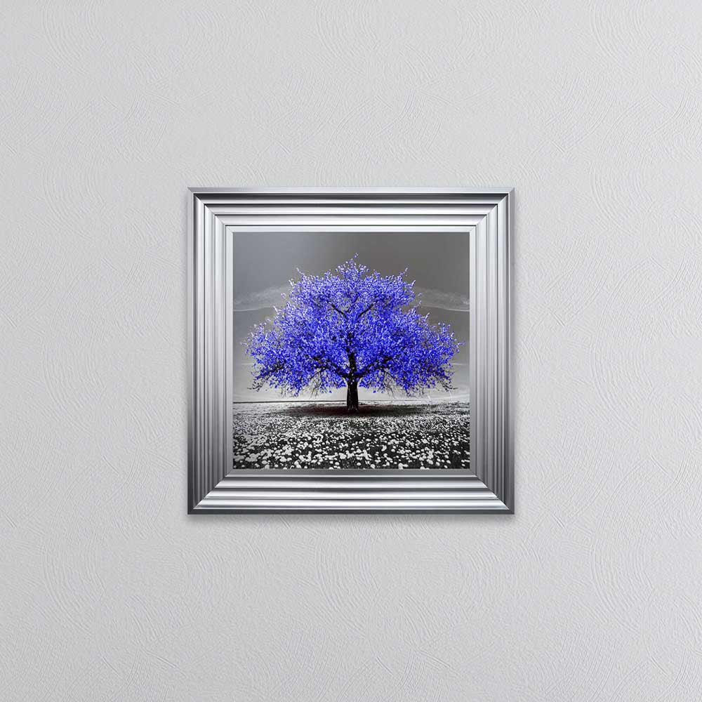 Navy Cherry Tree Framed Wall Art 55x55cm