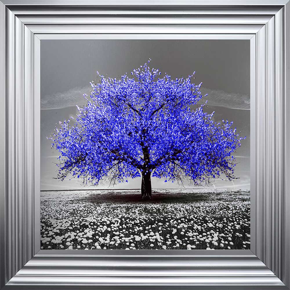 Navy Cherry Tree Framed Wall Art 55x55cm