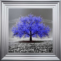 Navy Cherry Tree Framed Wall Art 55x55cm