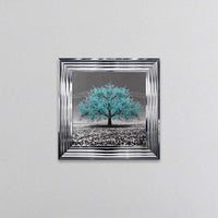 Teal Cherry Tree Framed Wall Art 55x55cm