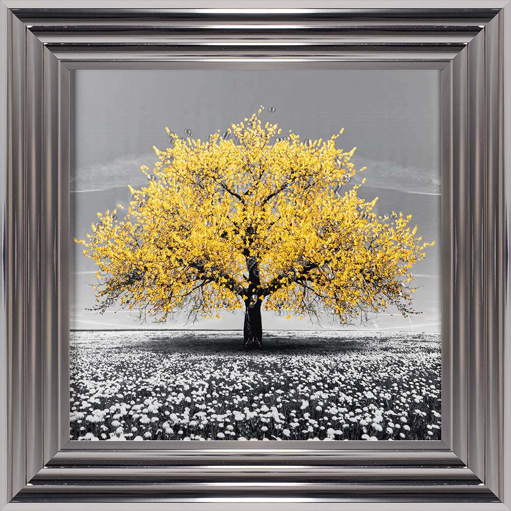 Yellow Cherry Tree Framed Wall Art 55x55cm