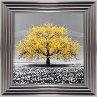 Yellow Cherry Tree Framed Wall Art 55x55cm
