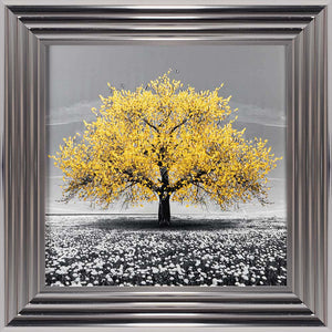 Yellow Cherry Tree Framed Wall Art 55x55cm