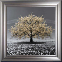 Champagne Cherry Tree Framed Wall Art 75x75cm