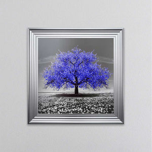 Navy Cherry Tree Framed Wall Art 75x75cm