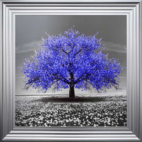 Navy Cherry Tree Framed Wall Art 75x75cm