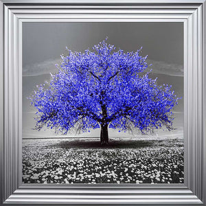 Navy Cherry Tree Framed Wall Art 75x75cm