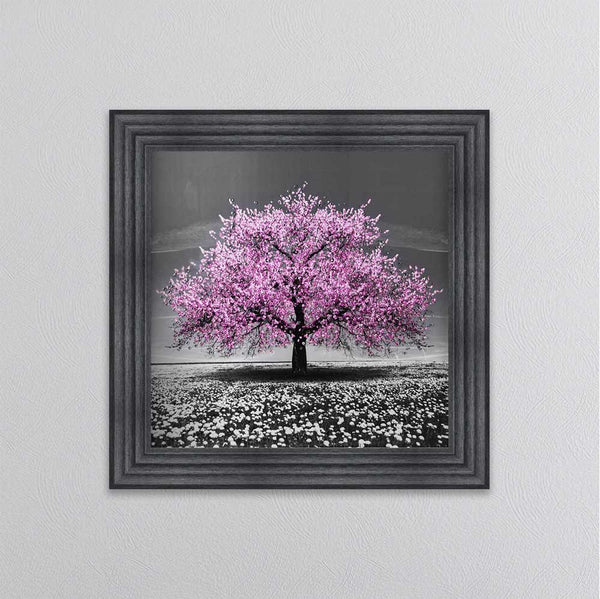 Pink Cherry Tree Framed Wall Art 75x75cm