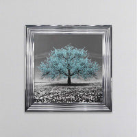 Teal Cherry Tree Framed Wall Art 75x75cm