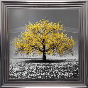 Yellow Cherry Tree Framed Wall Art 75x75cm
