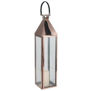 Shiny Copper Stainless Steel & Glass Large Lantern