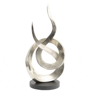 Entwined Flame Silver Aluminium Sculpture Large