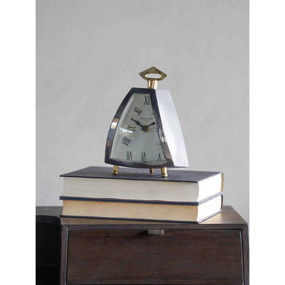 Isosceles Nickel Curved Front Mantel Clock