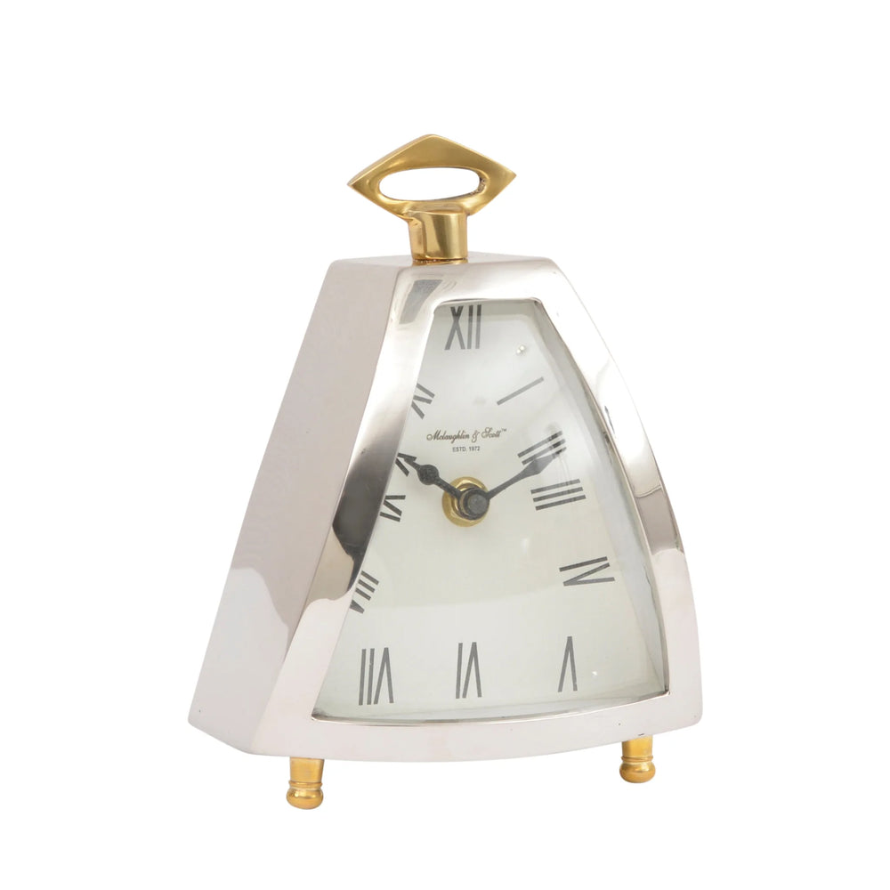 Isosceles Nickel Curved Front Mantel Clock