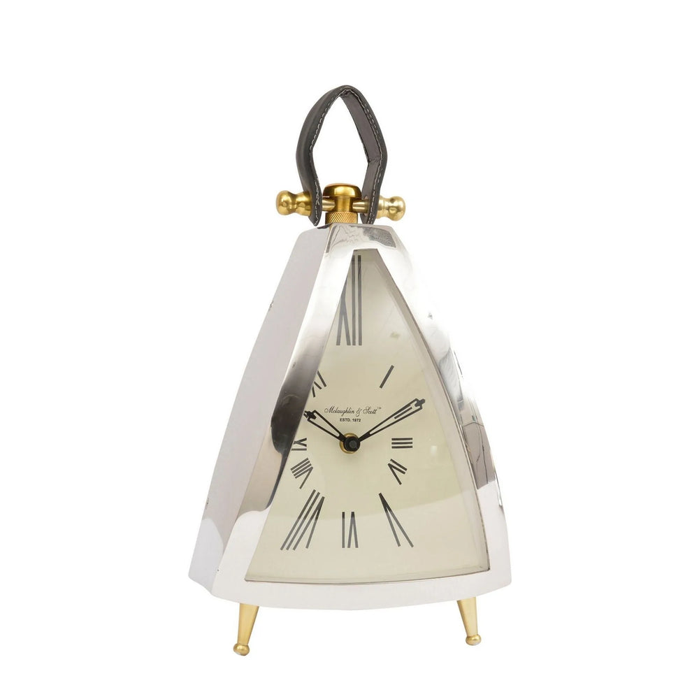 Isosceles Nickel Curved Front Mantel Clock