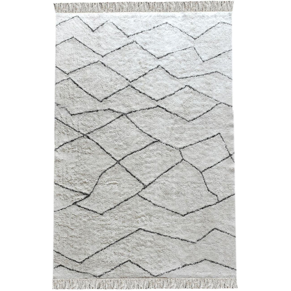 Ahun Ivory & Charcoal Patten Cotton Rug
