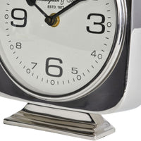 Vickery Silver Nickel Square Mantel Clock on Stand