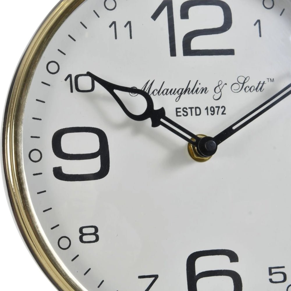 Stollard Silver Nickel Mantel Clock with Gold Angle Adjuster and Detail