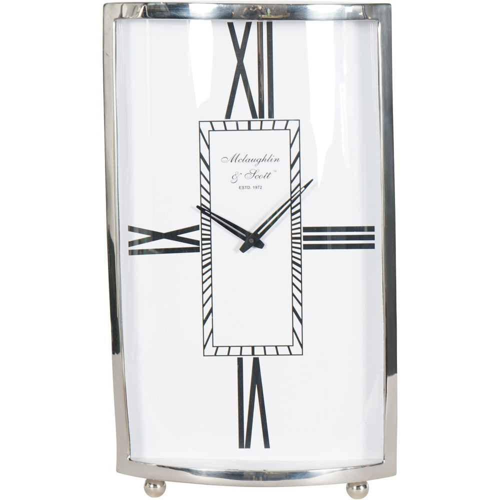 Johnson Large Mantel Clock Nickel Finish 54cm