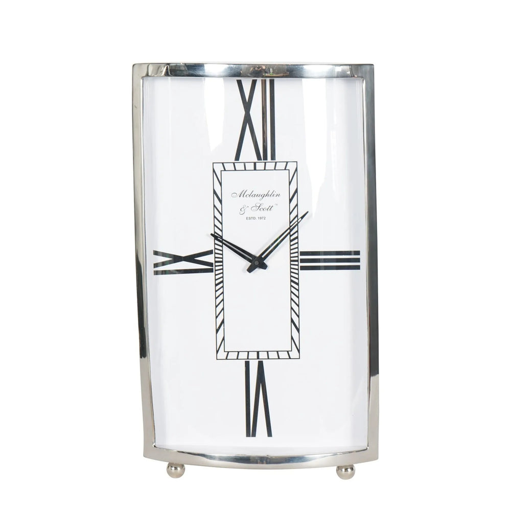 Johnson Large Mantel Clock Nickel Finish 54cm
