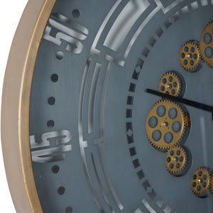 Manchester Industrial Round Gold and Grey Wall Clock 75cm