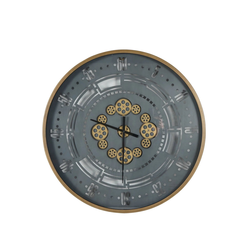 Manchester Industrial Round Gold and Grey Wall Clock 75cm