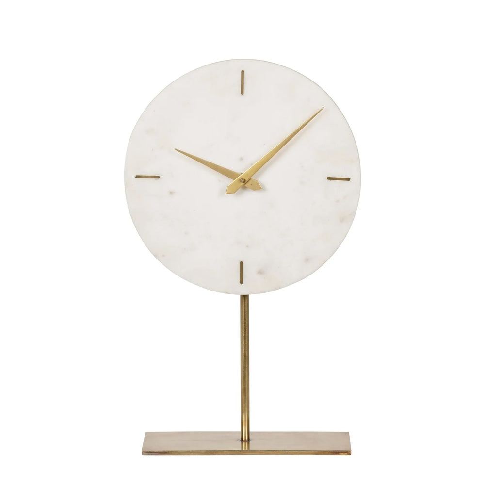 White Marble Mantle Clock On Stand