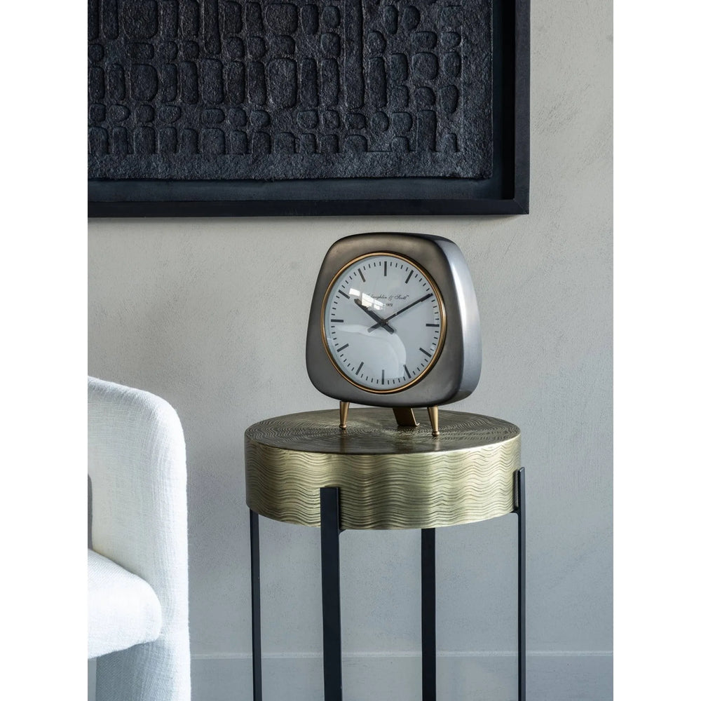 Mid Century Style Aluminium Table Clock Large 28cm