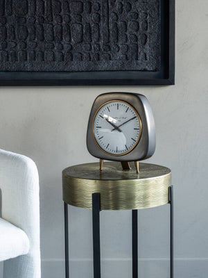 Mid Century Style Aluminium Table Clock Small 28cm