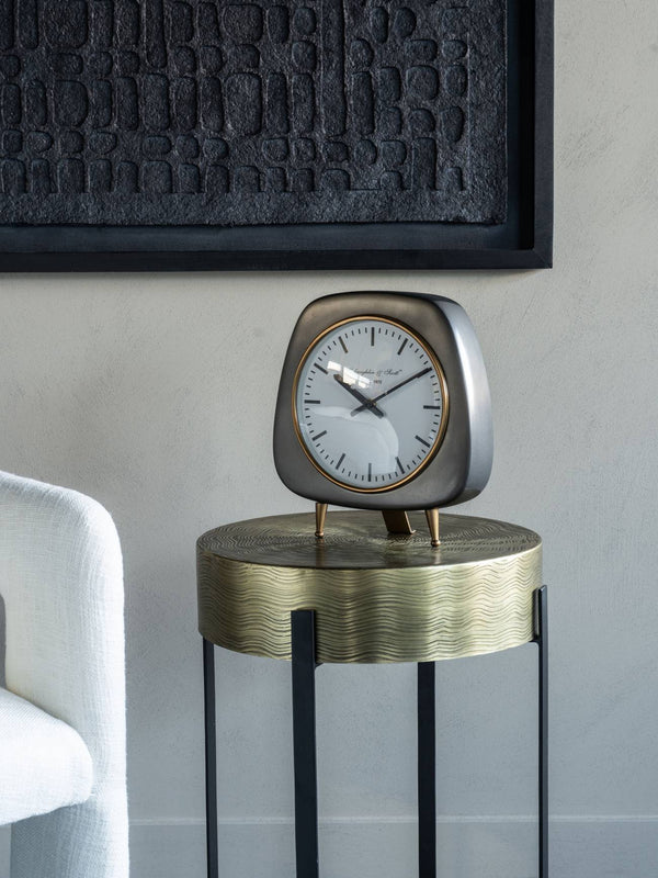 Mid Century Style Aluminium Table Clock Small 28cm