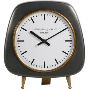 Mid Century Style Aluminium Table Clock Small 28cm