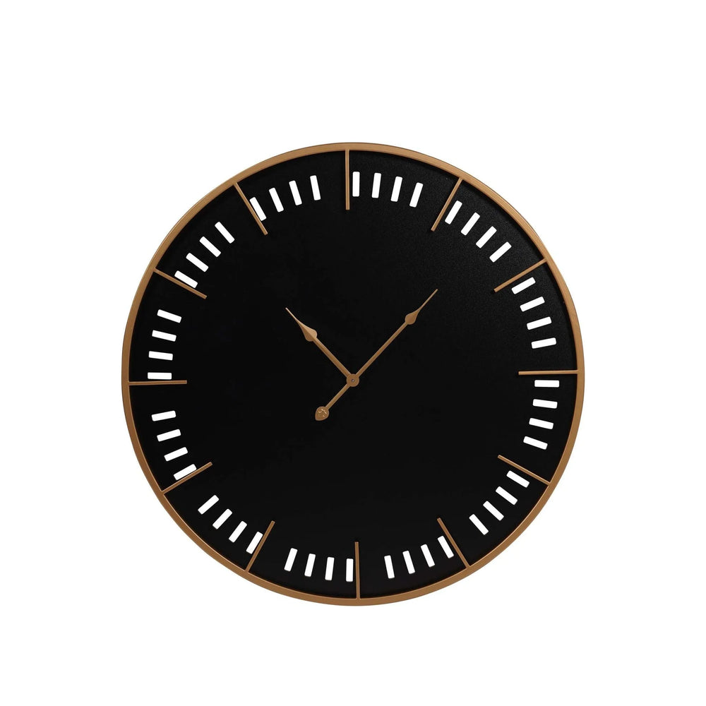 Perforated Black and Gold Indoor Wall Clock