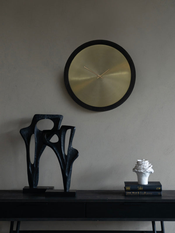 Iron Dial Wall Clock with Wooden Frame S