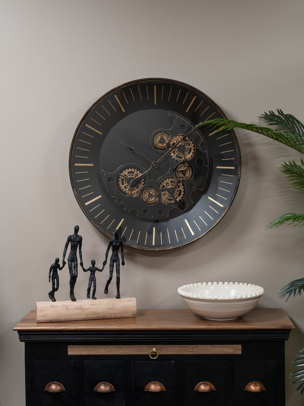 Palladium Wall Clock With Moving Cogs 80cm
