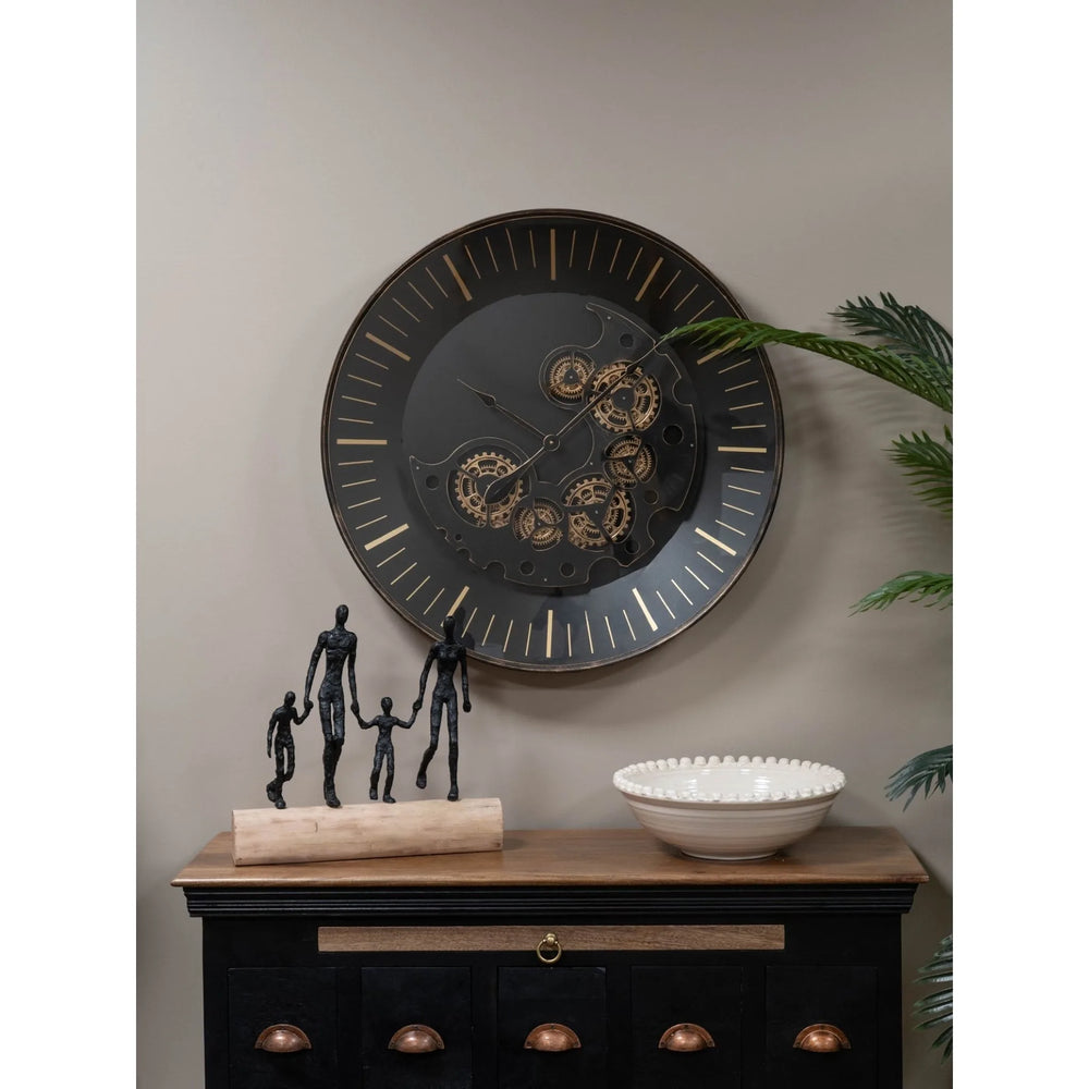 Palladium Wall Clock With Moving Cogs 80cm
