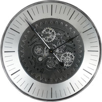 Palladium Wall Clock with Moving Cogs Black Nickel 80cm