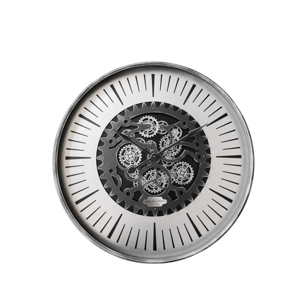 Palladium Wall Clock with Moving Cogs Black Nickel 100cm
