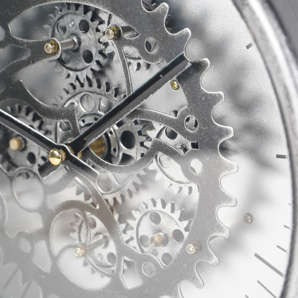 Palladium Mantel Clock with Moving Cogs Black Nickel