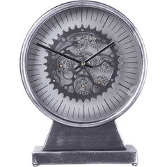 Palladium Mantel Clock with Moving Cogs Black Nickel