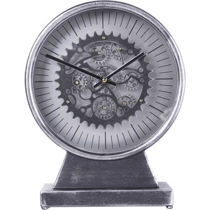 Palladium Mantel Clock with Moving Cogs Black Nickel