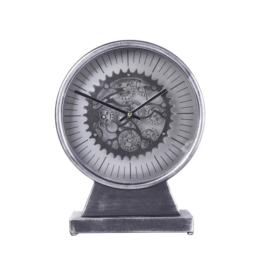 Palladium Mantel Clock with Moving Cogs Black Nickel