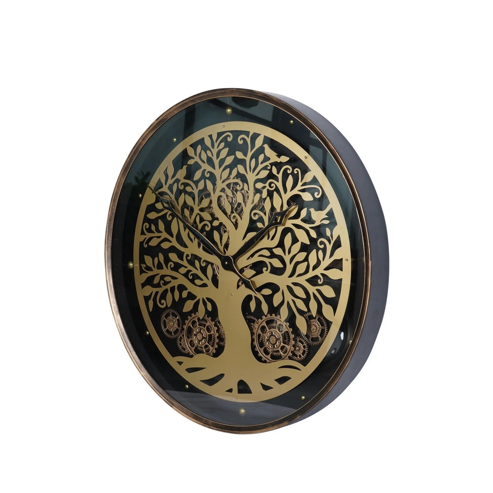 Viking Tree Wall Clock Moving Cogs 80cm