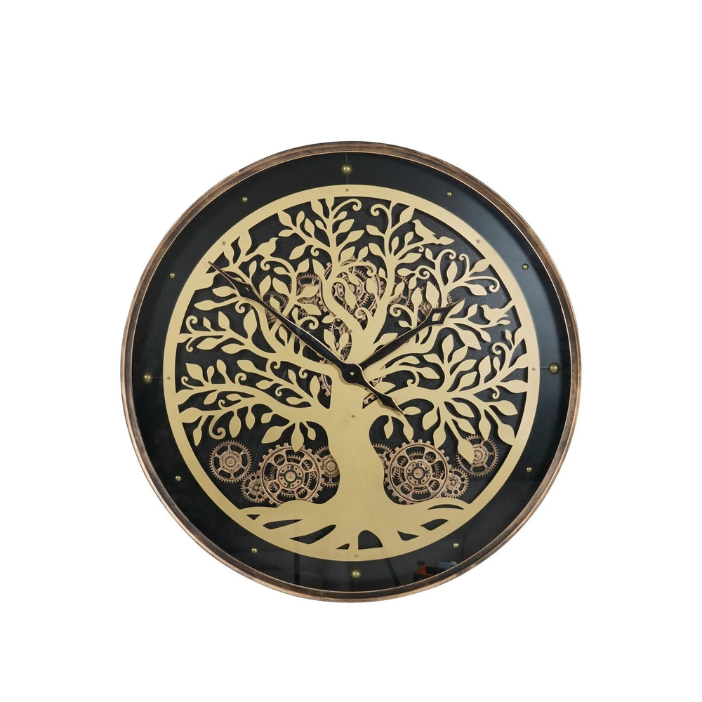 Viking Tree Wall Clock Moving Cogs 80cm