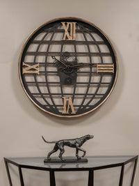 Open Wall Clock Globe and Numerals with Moving Cogs 100cm